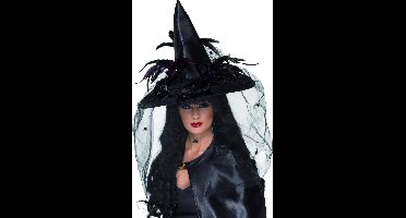 "Luxueuze heksenhoed voor Halloween voor volwassenen - Verkleedhoofddeksel - One size"