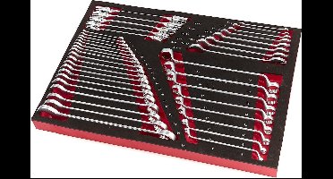 HBM Gereedschapwagen Foam Inlay 30-Delige Ring-Ratel-Steeksleutelset (Professioneel)