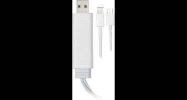 DELTACO EPZI IPLH-190, Universele Synchroniseer / Oplaad- Kabel, USB Type A naar micro-USB en 1x Lightning - Wit - 0,5m