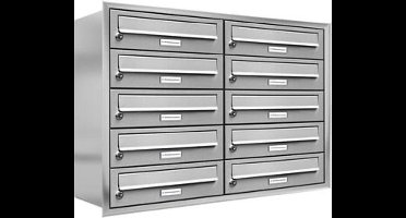 Brievenbus 10 adressen met rand(inbouw)