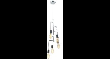 Chericoni Retro hanglamp - chroom - zwart - 5 lichts