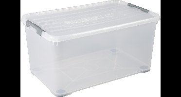 Curver Handy+ Opbergbox - 115 liter - deksel en wieltjes - transparant