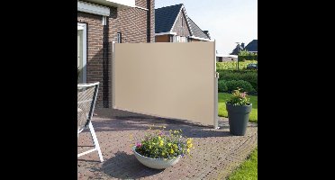 Windscherm 180*300 beige ondoorzichtig privacy oprolbaar aluminium