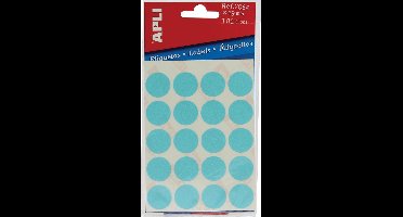 Apli ronde etiketten in etui diameter 19 mm, blauw, 100 stuks, 20 per blad (2064)