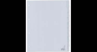Kangaro tabbladen - A4 extra breed - 10-delig venster - PP 120 micron - grijs - 4-gaats - G410F-B
