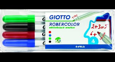 Giotto Box of 4 Whiteboard markers Robercolor thin tip 2,8 mm green, red, black, blue