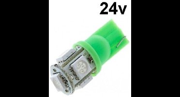 T10 - 24 volt - 5 LED - 5050 SMD - GROEN