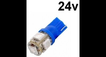 T10 - 24 volt - 5 LED - 5050 SMD - BLAUW