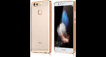 Hoesje geschikt voor Huawei P10 Plus - Electroplating TPU Case Transparant met Gouden Bumper (Golden Silicone Hoesje)