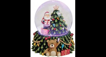 Sneeuwbol kerstboom en kerstman met verlichting 9cm