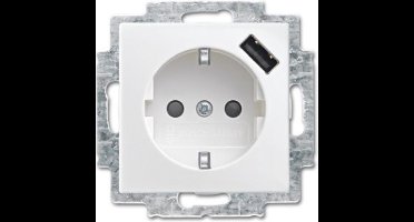 Busch-Jaeger Balance SI wandcontactdoos 1-voudig met randaarde en USB lader wit