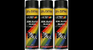 Motip Zijdeglans Acryllak Zwart - 500 ml - 3 Stuks