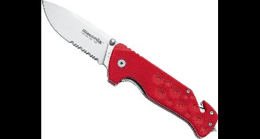 Fox Zakmes Red Action Rescue Knife G-10 - met glasbreker en riemsnijder
