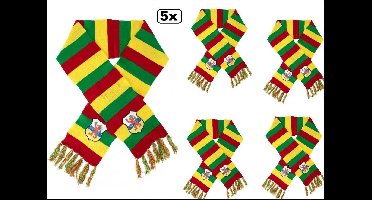 5x Sjaal gebreid rood/geel/groen met logo Limburgse leeuw