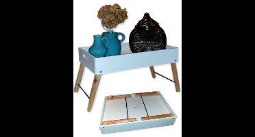 Origineel GUSTA – Bedtafel – Inklapbare - Dienblad – Klaptafel – Ontbijt op Bed – Houten Bedtafel – voor TV – Bedtafeltje – Banktafel - Design – Wit