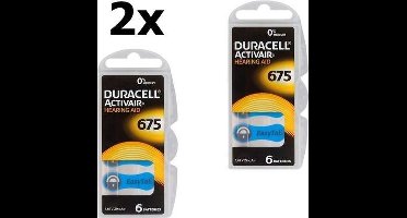12 Stuks (2 Blisters a 6st) - Duracell ActivAir 675 MF Hg 0% gehoorapparaat batterij 650mAh 1.45V