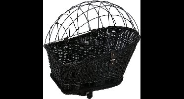 Duvoplus - Fietsmand - Hond - Provence Rieten Fietsmand Bagagedrager & Kuss 35x55x49cm - Max. 13kg Zwart - 1st