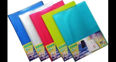 EXXO-HFP #19200 - FLEXY Presentatie A4 Show Album 20 Tassen - Assorti kleuren - 5 Stuks