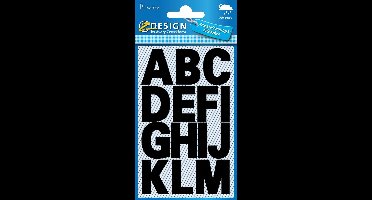 Avery etiketten letters A-Z groot, 2 blad, zwart, waterbestendige folie