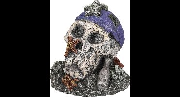 Flamingo - Decoratie Schedel met bandana - Grijs - 16 x 17 x 15 cm