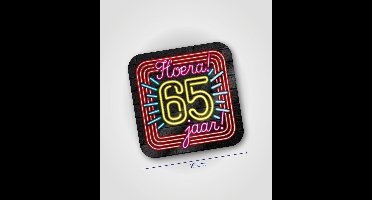 Neon glas onderzetters - Hoera 60 jaar - 6 stuks