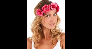 Vegaoo - Roze bloemenkrans voor vrouwen