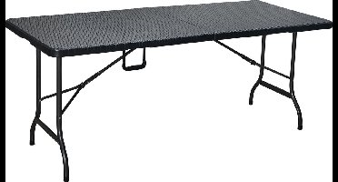 ERRO Vouwtafel - campingtafel - inklapbare tafel - plooitafel - Klaptafel met wickerlook - 180x74cm - zwart