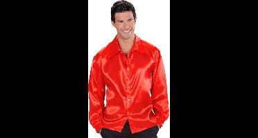 Rode satijnachtige blouse voor mannen - Volwassenen kostuums