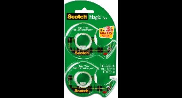 Scotch® Magic™ tape, 2 rollen, 19 mm x 12 m en 3.2 m GRATIS + 1 dispenser