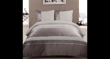 Pure 6012-M borduursels - dekbedovertrek - eenpersoons - 140x200/220 cm  - microfiber - taupe