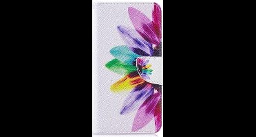 Shop4 - Geschikt voor Huawei Y7 2019 Hoesje - Wallet Case Gekleurde Bloem