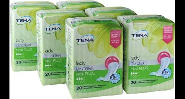 Tena Lady Discreet Inlegger - Mini Plus - 6 x 20 Stuks