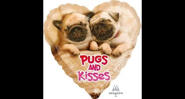 "Pugs & Kisses" FolieBallon Hart, 43cm