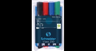 Schneider whiteboard stiften - Maxx 290 - ronde punt - 4 stuks - voor whiteboard en flipover - S-129094