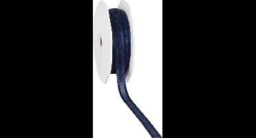 Satin edge Organzalint Donkerblauw - 10 mm / 50 mtr.