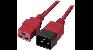 LINDY Stroom Verlengkabel [1x Apparaatstekker, female C19 16A - 1x Apparaatstekker, male C20] 3.00 m Zwart, Rood