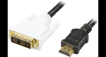 DELTACO HDMI-115-K, kabeladapter van HDMI 19pin naar DVI-D Single Link mannelijk 5m