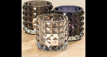 Windlichten - 3 set - Glas - 10 cm  - Ø 8.5 cm