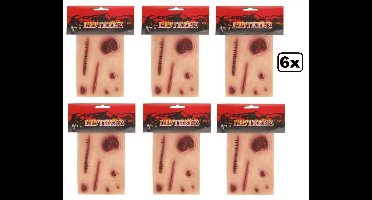 6x Littekens op kaart incl. plak vel mt. 13 x 10 cm