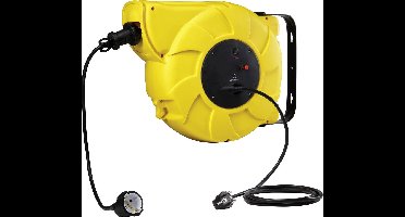 Renkforce 1300042 Kabelhaspel 22.00 m Zwart Randaarde haakse stekker