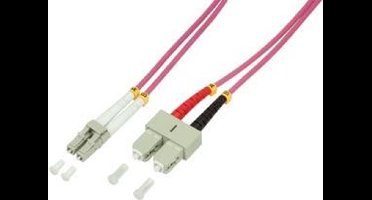 LogiLink 7.5m LC-SC Glasvezel kabel 7,5 m OM4 Roze