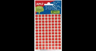 Apli ronde etiketten in etui diameter 8 mm, rood, 288 stuks, 96 per blad (2046)