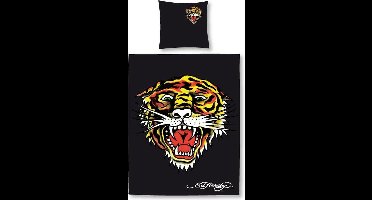 Ed Hardy Dekbedovertrek Tiger Open Mouth - Litsjumeaux - 240x200/220 cm - Black