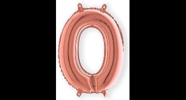 Folieballon - cijfer 0 - rozegoud - Grabo balloon - 35cm