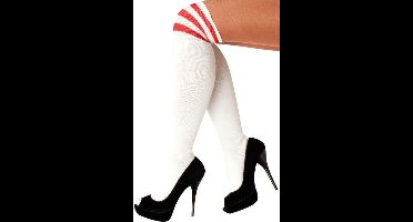 Witte kousen rode strepen voetbalsokken