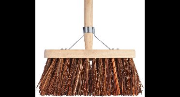 TalenTools Bezem 28cm breed natuurvezel haren 140cm steel