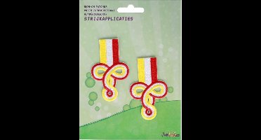 2 st. Applicaties brandenburgers oeteldonk rd/wt/gl 8 x 5 cm