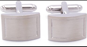 Manchetknopen - Rechthoekig Egaal met Accent Zilver