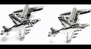 Manchetknopen - Straaljager Harrier Vliegtuig Zilverkleurig