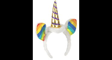 Vegaoo - Eenhoorn haarband met veelkleurige oren voor volwassenen